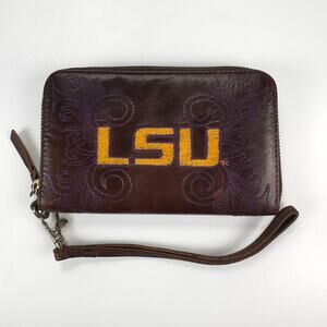 LSU Tigers Women's Wallet Brown Leather Embroidered College